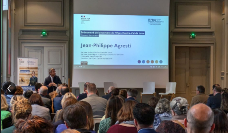 Photo de l'événement de lancement de l'Ifpra - intervention du recteur J.Ph Agresti